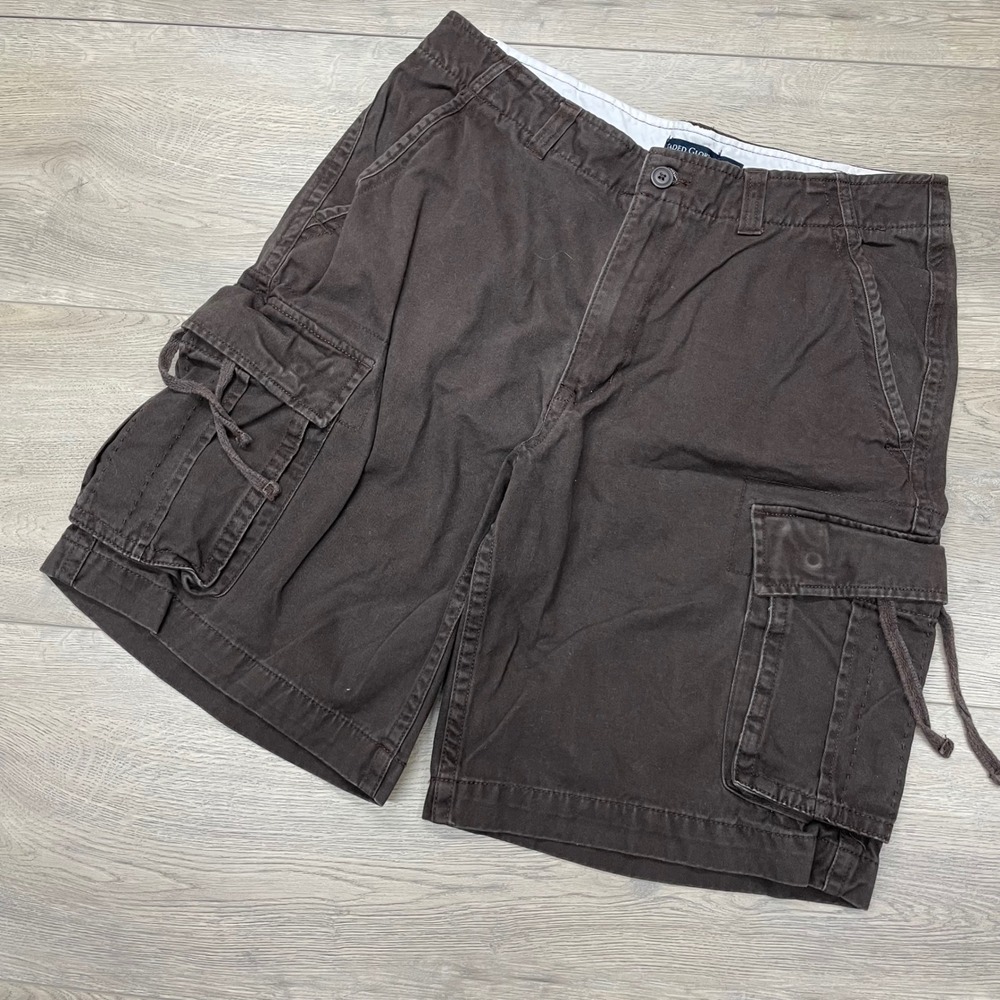 Faded Glory Baggy y2k Cargo Shorts Mens 32 Brown Bark FM10311 Cotton Utility
